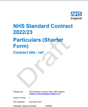 NHS Standard Contract 2022/23: Particulars (Shorter Form)